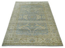 Hand Knotted 6x9 Oriental Oushak Turkish Style Silver and Beige Wool Area Rug