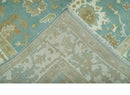 Hand Knotted 6x9 Teal, Ivory and Beige Traditional Oriental Oushak wool rug