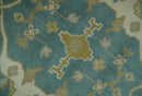 Hand Knotted 6x9 Teal, Ivory and Olive Traditional Oriental Oushak wool rug by The Rug Decor