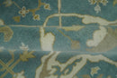 Hand Knotted 6x9 Teal, Ivory and Olive Traditional Oriental Oushak wool rug by The Rug Decor