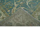 Hand Knotted 6x9 Teal, Ivory and Olive Traditional Oriental Oushak wool rug by The Rug Decor