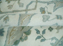 Hand Knotted Oriental Oushak Wool Area Rug - Ivory and Teal Tones by The Rug Decor