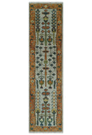 Custom Made Hand Knotted Rust And Silver Tree of life Runner Wool Rug by The Rug Decor