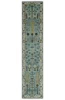 Custom Made Hand Knotted Tree of life Blue And Ivory Runner Wool Rug by The Rug Decor