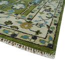 Hand Knotted Wool Turkish Area Rug - Olive Green Tree Of Life
