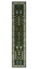 Hand Knotted Wool Turkish Area Rug - Olive Green Tree Of Life