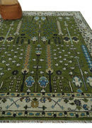 Hand Knotted Wool Turkish Area Rug - Olive Green Tree Of Life