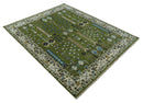 Hand Knotted Wool Turkish Area Rug - Olive Green Tree Of Life