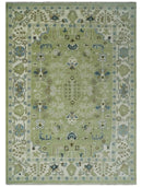 Hand Knotted 8x10 and 10x14 Light Green, Ivory and Silver Traditional Turkish Antique Style Wool Area Rug by The Rug Decor