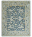 Hand Knotted 8x10 antique style Oriental Oushak Gray, Ivory and Beige Wool Area Rug