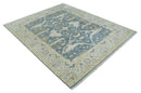 Hand Knotted 8x10 antique style Oriental Oushak Gray, Ivory and Beige Wool Area Rug