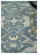 Hand Knotted 8x10 antique style Oriental Oushak Gray, Ivory and Beige Wool Area Rug