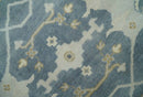 Hand Knotted 8x10 antique style Oriental Oushak Gray, Ivory and Beige Wool Area Rug