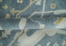 Hand Knotted 8x10 antique style Oriental Oushak Gray, Ivory and Beige Wool Area Rug