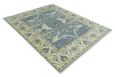 Hand Knotted 8x10 Antique Style Oriental Oushak Gray, Ivory and Beige Wool Area Rug by The Rug Decor