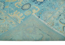 Hand Knotted 8x10 Aqua and Beige Antique Look Oushak Turkish Style Wool Area Rug | TRDCP1109810 by The Rug Decor