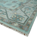 Hand Knotted 8x10 Aqua and Silver Antique Oushak Wool Area Rug