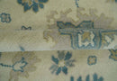 Hand Knotted 8x10 Beige and Gray Antique Oushak Wool Area Rug by The Rug Decor