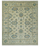 Hand Knotted 8x10 Beige and Gray Antique Oushak Wool Area Rug by The Rug Decor