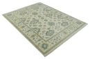 Hand Knotted 8x10 Beige and Gray Antique Oushak Wool Area Rug by The Rug Decor