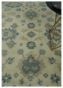Hand Knotted 8x10 Beige and Gray Antique Oushak Wool Area Rug by The Rug Decor