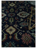 Hand Knotted 8x10 Black, Rust and Beige Antique Oushak Wool Area Rug by The Rug Decor