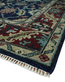 Hand Knotted 8x10 Black, Rust and Beige Antique Oushak Wool Area Rug by The Rug Decor