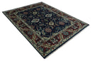 Hand Knotted 8x10 Black, Rust and Beige Antique Oushak Wool Area Rug by The Rug Decor