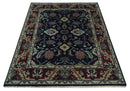 Hand Knotted 8x10 Black, Rust and Beige Antique Oushak Wool Area Rug by The Rug Decor