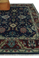 Hand Knotted 8x10 Black, Rust and Beige Antique Oushak Wool Area Rug by The Rug Decor