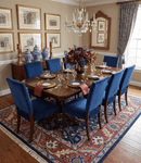 Blue and Rust Hand Knotted Traditional Persian Oushak Area Rug 8x10