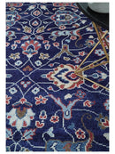 Hand Knotted 8x10 Blue and Rust Traditional Persian Oushak Area Rug | TRD2643