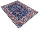 Hand Knotted 8x10 Blue and Rust Traditional Persian Oushak Area Rug | TRD2643