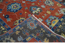 Hand Knotted 8x10 Brown, Blue and Charcoal vibrant colorful Traditional Oushak Wool Area Rug by The Rug Decor
