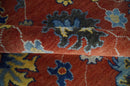 Hand Knotted 8x10 Brown, Blue and Charcoal vibrant colorful Traditional Oushak Wool Area Rug by The Rug Decor