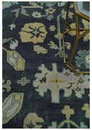 Hand Knotted 8x10 Charcoal, Ivory and Beige Traditional Oushak wool area rug by The Rug Decor