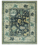 Hand Knotted 8x10 Charcoal, Ivory and Beige Traditional Oushak wool area rug by The Rug Decor