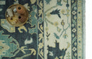 Hand Knotted 8x10 Charcoal, Ivory and Beige Traditional Oushak wool area rug by The Rug Decor