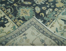 Hand Knotted 8x10 Charcoal, Ivory and Beige Traditional Oushak wool area rug by The Rug Decor
