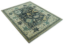 Hand Knotted 8x10 Charcoal, Ivory and Beige Traditional Oushak wool area rug by The Rug Decor