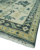 Hand Knotted 8x10 Charcoal, Ivory and Beige Traditional Oushak wool area rug by The Rug Decor