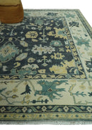 Hand Knotted 8x10 Charcoal, Ivory and Beige Traditional Oushak wool area rug by The Rug Decor