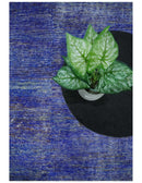 Hand Knotted 8x10 Denim Blue Modern Abstract Silk Bohemian Area Rug | TRDSS4