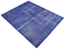 Hand Knotted 8x10 Denim Blue Modern Abstract Silk Bohemian Area Rug | TRDSS4