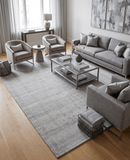 Gray Wool Hand Knotted Area Rug 8x10 - Modern Contemporary Style