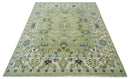 Hand Knotted 8x10 and 10x14 Light Green, Ivory and Silver Traditional Turkish Antique Style Wool Area Rug by The Rug Decor