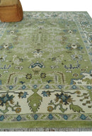 Hand Knotted 8x10 and 10x14 Light Green, Ivory and Silver Traditional Turkish Antique Style Wool Area Rug by The Rug Decor