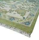 Hand Knotted 8x10 and 10x14 Light Green, Ivory and Silver Traditional Turkish Antique Style Wool Area Rug by The Rug Decor