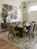 Beige and Olive Modern Abstract Wool Area Rug 8x10 - Hand Knotted