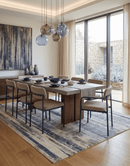 Blue and Beige Bamboo Silk Hand-Knotted Area Rug 8x10 - Modern Abstract